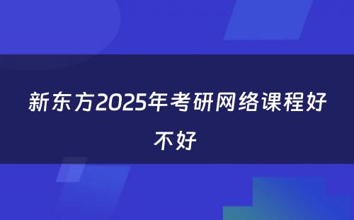 新东方2025年考研网络课程好不好 