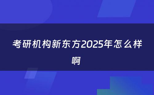 考研机构新东方2025年怎么样啊 