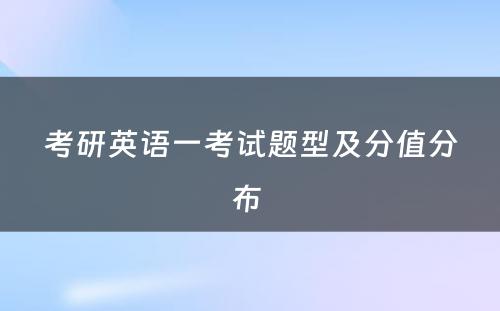 考研英语一考试题型及分值分布 