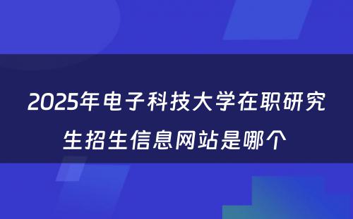 2025年电子科技大学在职研究生招生信息网站是哪个 