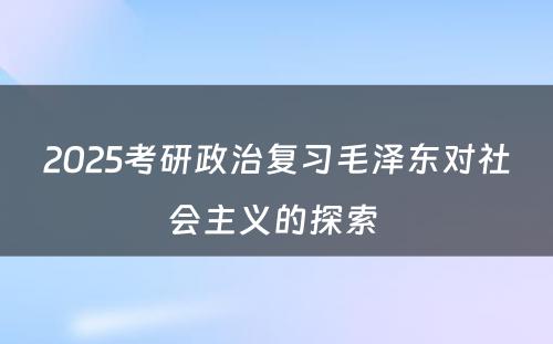 2025考研政治复习毛泽东对社会主义的探索 