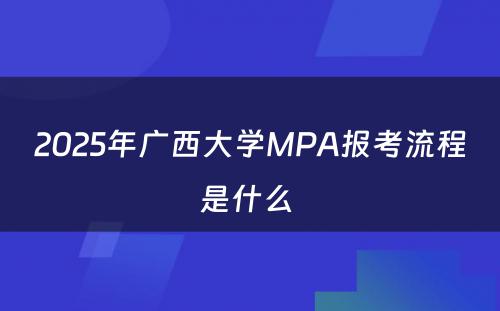 2025年广西大学MPA报考流程是什么 