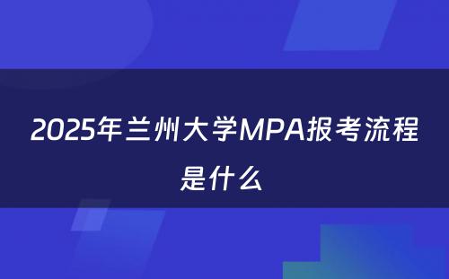 2025年兰州大学MPA报考流程是什么 