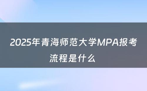 2025年青海师范大学MPA报考流程是什么 