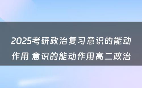 2025考研政治复习意识的能动作用 意识的能动作用高二政治