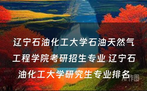 辽宁石油化工大学石油天然气工程学院考研招生专业 辽宁石油化工大学研究生专业排名