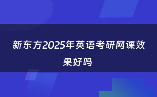 新东方2025年英语考研网课效果好吗 