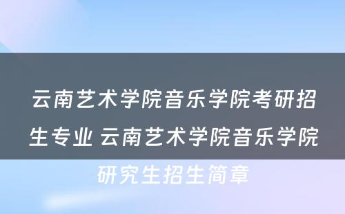 云南艺术学院音乐学院考研招生专业 云南艺术学院音乐学院研究生招生简章