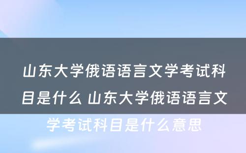 山东大学俄语语言文学考试科目是什么 山东大学俄语语言文学考试科目是什么意思