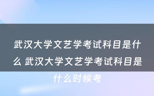 武汉大学文艺学考试科目是什么 武汉大学文艺学考试科目是什么时候考