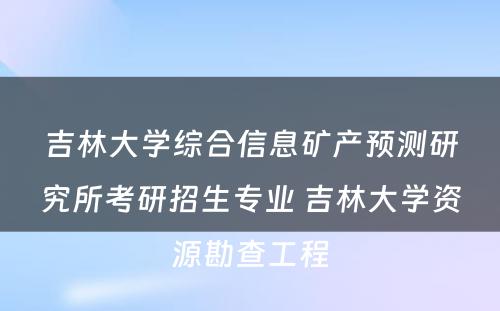 吉林大学综合信息矿产预测研究所考研招生专业 吉林大学资源勘查工程