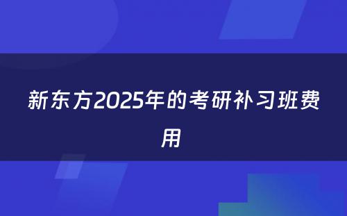 新东方2025年的考研补习班费用 