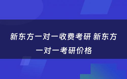 新东方一对一收费考研 新东方一对一考研价格