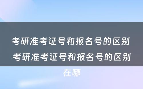 考研准考证号和报名号的区别 考研准考证号和报名号的区别在哪