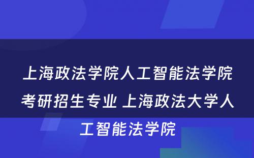 上海政法学院人工智能法学院考研招生专业 上海政法大学人工智能法学院