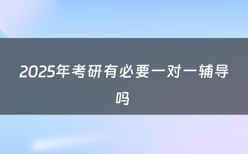 2025年考研有必要一对一辅导吗 