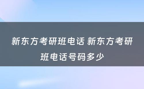 新东方考研班电话 新东方考研班电话号码多少