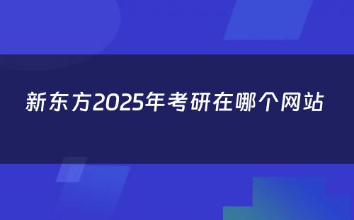 新东方2025年考研在哪个网站 