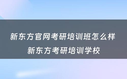 新东方官网考研培训班怎么样 新东方考研培训学校