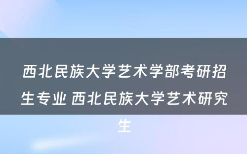 西北民族大学艺术学部考研招生专业 西北民族大学艺术研究生