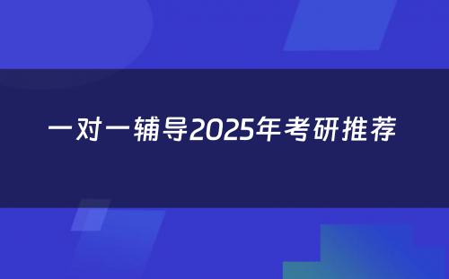 一对一辅导2025年考研推荐 