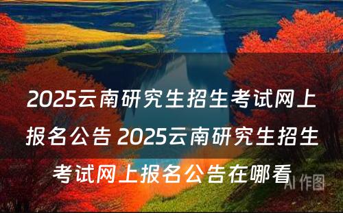 2025云南研究生招生考试网上报名公告 2025云南研究生招生考试网上报名公告在哪看