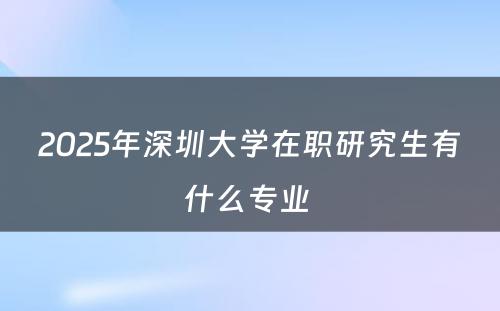 2025年深圳大学在职研究生有什么专业 