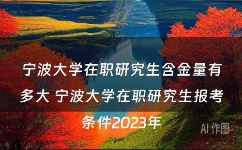 宁波大学在职研究生含金量有多大 宁波大学在职研究生报考条件2023年