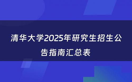 清华大学2025年研究生招生公告指南汇总表 