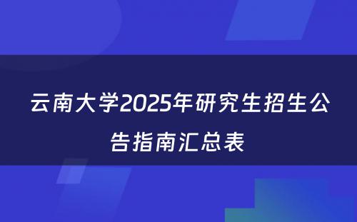 云南大学2025年研究生招生公告指南汇总表 