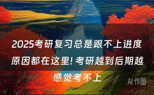 2025考研复习总是跟不上进度原因都在这里! 考研越到后期越感觉考不上