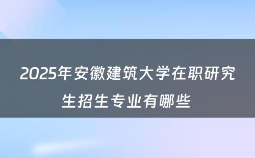 2025年安徽建筑大学在职研究生招生专业有哪些 