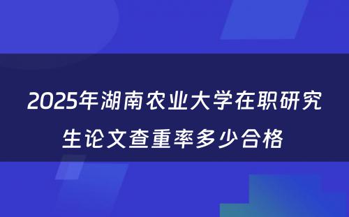 2025年湖南农业大学在职研究生论文查重率多少合格 