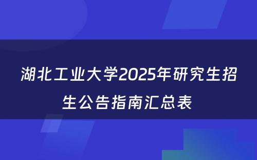 湖北工业大学2025年研究生招生公告指南汇总表 