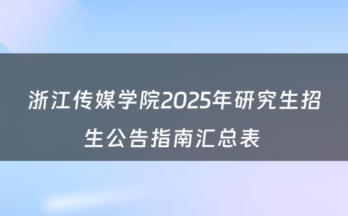 浙江传媒学院2025年研究生招生公告指南汇总表 