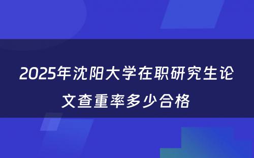 2025年沈阳大学在职研究生论文查重率多少合格 