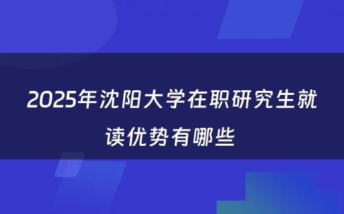 2025年沈阳大学在职研究生就读优势有哪些 