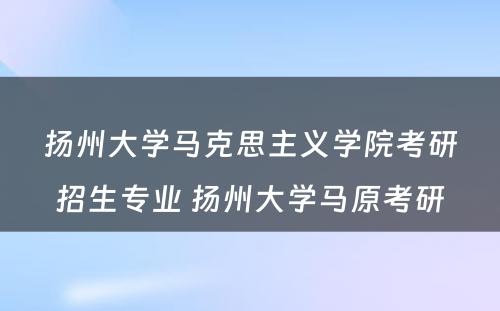 扬州大学马克思主义学院考研招生专业 扬州大学马原考研