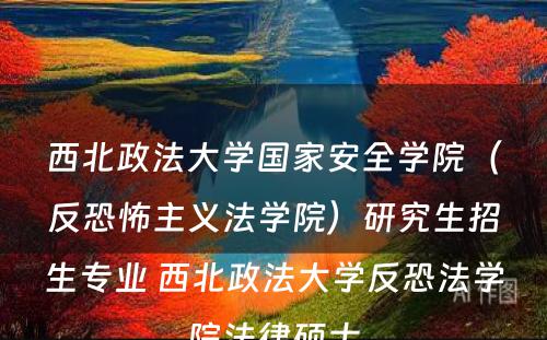 西北政法大学国家安全学院（反恐怖主义法学院）研究生招生专业 西北政法大学反恐法学院法律硕士