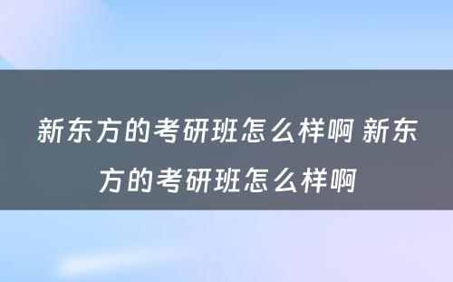 新东方的考研班怎么样啊 新东方的考研班怎么样啊