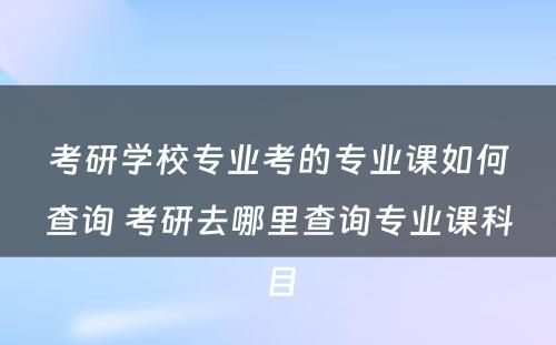 考研学校专业考的专业课如何查询 考研去哪里查询专业课科目