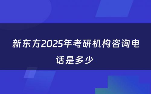 新东方2025年考研机构咨询电话是多少 