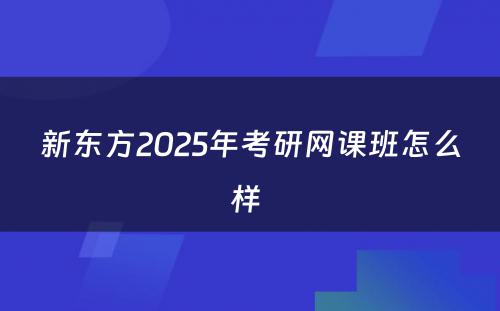 新东方2025年考研网课班怎么样 