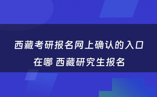 西藏考研报名网上确认的入口在哪 西藏研究生报名