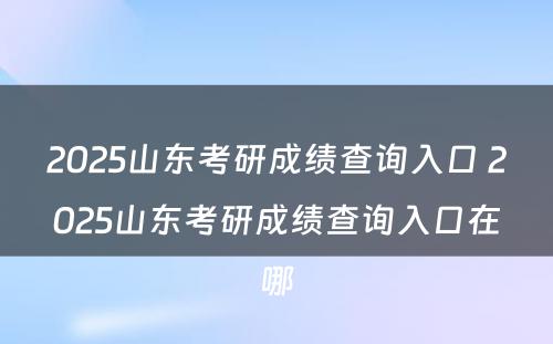 2025山东考研成绩查询入口 2025山东考研成绩查询入口在哪