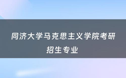 同济大学马克思主义学院考研招生专业 