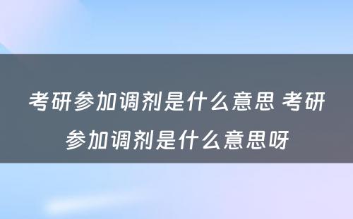 考研参加调剂是什么意思 考研参加调剂是什么意思呀