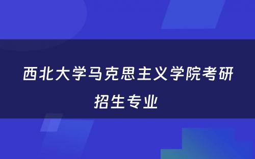 西北大学马克思主义学院考研招生专业 