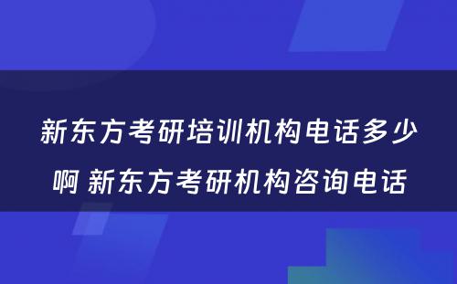 新东方考研培训机构电话多少啊 新东方考研机构咨询电话