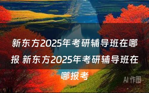 新东方2025年考研辅导班在哪报 新东方2025年考研辅导班在哪报考